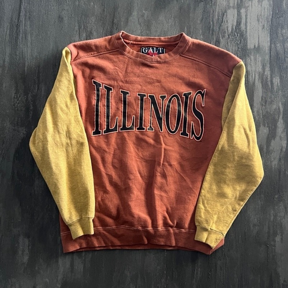 Vintage Illinois Fighting Illini‎ Sweatshirt Large Orange 1990s NCAA
